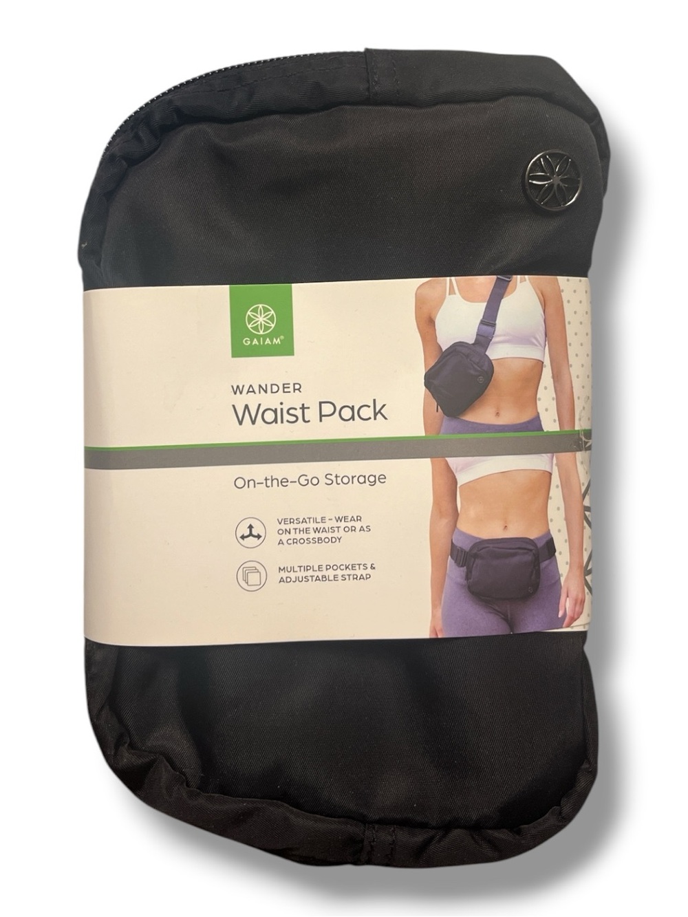 GAIAM Black Wander Waist Pack Crossbody